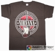 Nirvana - Logo with guitar  (Brown t-shirt)