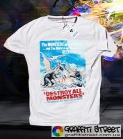 Destroy All Monsters ― купити футболку в Україні, замовити футболку поштою, ціни, опис, фото футболок, купити кухлі, бейсболки, весна, кружки, рюкзаки, гаманці, літо, бандани, шкіряні вироби, осінь, джинси, кросівки, куртки, шорти, шапки, батніки, шкарпетки, зима, білизна, майки, сорочки, сумки, молодіжні аксесуари, вуличний стиль кежуал стайл | Інтернет-магазин футболок та іншого молодіжного одягу - GRAFFITI STREET - GraffitiStreet.Com.Ua