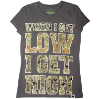 When I Get Low I Get High (Сіра Жіноча Футболка) ― купити футболку в Україні, замовити футболку поштою, ціни, опис, фото футболок, купити кухлі, бейсболки, весна, кружки, рюкзаки, гаманці, літо, бандани, шкіряні вироби, осінь, джинси, кросівки, куртки, шорти, шапки, батніки, шкарпетки, зима, білизна, майки, сорочки, сумки, молодіжні аксесуари, вуличний стиль кежуал стайл | Інтернет-магазин футболок та іншого молодіжного одягу - GRAFFITI STREET - GraffitiStreet.Com.Ua
